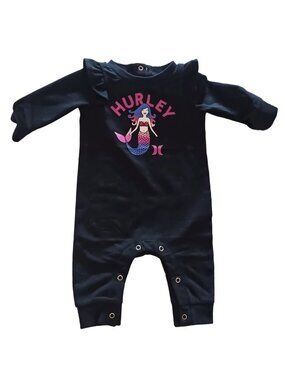 Hurley Baby Long‑Sleeve Romper – Mermaid Graphic – NWT
